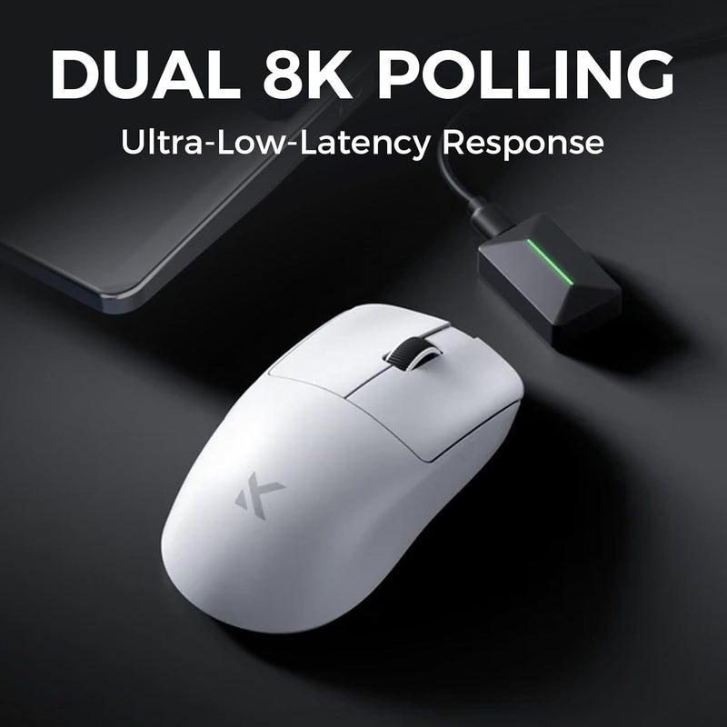 MCHOSE L7 Ultra Plus Wireless Gaming Mouse, PAW3950 42K Sensor, 500mAh, Wireless/Wired Dual 8K Polling, 46g Ultra-Light Weight, 2.4GHz RF/BT/Wired Tri-Mode Connection - White - Image 5